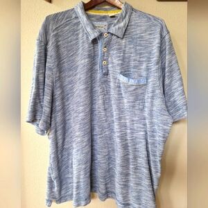 32 Bar Blues Mens Short Sleeve Polo Shirt. Blue/White Heathered. Size XXL